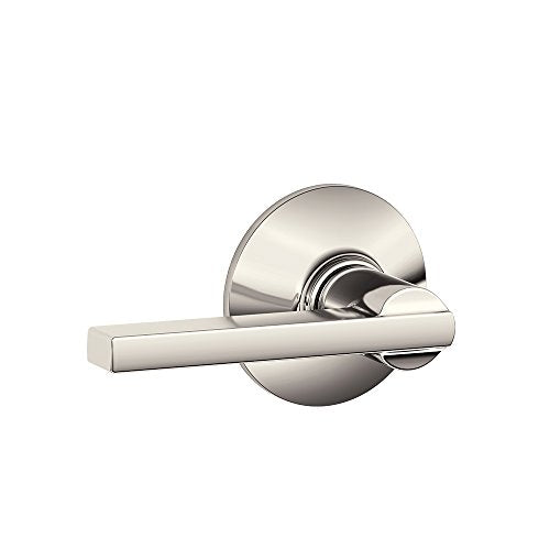 Schlage F10 LAT 618 Residential F10LAT618 Latitude Lever Passage Lock with 16080 Latch and 10027 Strike Bright Finish, 1 Pack, Polished Nickel