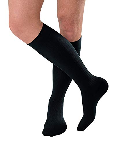 JOBST - 7765903 forMen Ambition Knee High 15-20 mmHg Ribbed Dress Compression Socks, Closed Toe, 4 Regular, Black