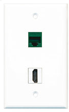 Load image into Gallery viewer, RiteAV - 1 Port HDMI 1 Port Cat5e Ethernet Green Wall Plate - Bracket Included
