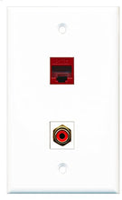 Load image into Gallery viewer, RiteAV - 1 Port RCA Red 1 Port Cat5e Ethernet Red Wall Plate - Bracket Included
