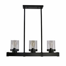 Load image into Gallery viewer, Unitary Brand Antique Black Metal Glass Shade Kitchen Island Light Fixture with 3 E26 Bulb Sockets 120W Painted Finish
