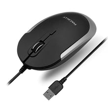 Load image into Gallery viewer, Macally Silent Wired Mouse - Slim &amp; Compact USB Mouse for Apple Mac or Windows PC Laptop/Desktop - Designed with Optical Sensor &amp; DPI Switch - Simple &amp; Comfortable Wired Computer Mouse (Space Gray)
