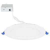 Maxxima 6 in. Dimmable Slim Round LED Downlight, Flat Panel Light Fixture, Recessed Retrofit, 1050 Lumens, Warm White 2700K, 14 Watt, Junction Box Included