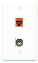 Load image into Gallery viewer, RiteAV - 1 Port BNC 1 Port Cat6 Ethernet Orange Wall Plate - Bracket Included
