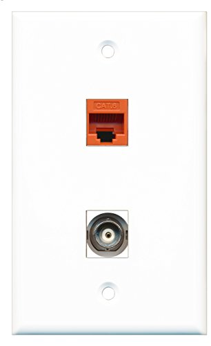 RiteAV - 1 Port BNC 1 Port Cat6 Ethernet Orange Wall Plate - Bracket Included