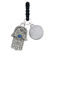 Delight Jewelry Hamsa Hand with Blue Crystal Stronger Braver Smarter Phone Charm
