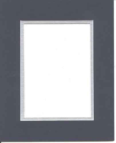 16x20 Navy Blue & Silver Double Picture Mat, Bevel Cut for 11x14 Picture or Photo