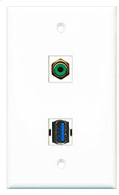 Load image into Gallery viewer, RiteAV - 1 Port RCA Green 1 Port USB 3 A-A Wall Plate - Bracket Included
