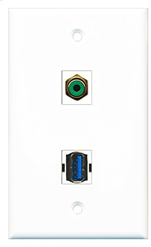 RiteAV - 1 Port RCA Green 1 Port USB 3 A-A Wall Plate - Bracket Included