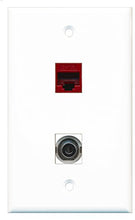 Load image into Gallery viewer, RiteAV - 1 Port 3.5mm 1 Port Cat6 Ethernet Red Wall Plate - Bracket Included
