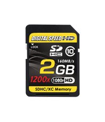 Digital Speed 2GB 1200X Professional High Speed Mach III 160MB/s Error Free (SDHC) HD Memory Card Class 10