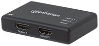 Manhattan Products 4K 2-Port HDMI Splitter, 4K@30Hz, AC Powered, Black