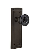 Load image into Gallery viewer, Nostalgic Warehouse 726703 Mission Plate Passage Crystal Black Glass Door Knob in Oil-Rubbed Bronze, 2.375
