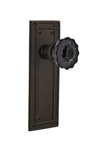 Nostalgic Warehouse 726703 Mission Plate Passage Crystal Black Glass Door Knob in Oil-Rubbed Bronze, 2.375
