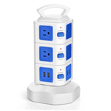 Load image into Gallery viewer, TNP Power Strip Tower with USB Ports Surge Protector - 10 AC Outlet + 4 USB Port Charging Station Desk Power Strip Supply Adapter Plug, Individual Switch, 6FT Extension Cord
