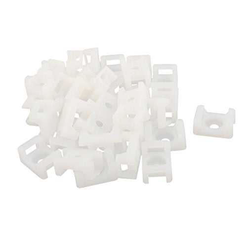 Aexit 32 Pcs Wiring & Connecting STM-2 Nylon Saddle Type Cable Tie Mount Holder Wire Heat-Shrink Tubing Organizers White