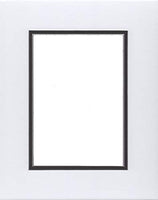 Pack of (5) 18x24 White and Black Double Picture Mats Bevel Cut for 12x18 Pictures