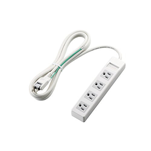 ELECOM Power Strip 3 pins with Magnet 4 Outlet 2.5m [White] T-T1B-3425WH (Japan Import)