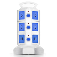 TNP Power Strip Tower with USB Ports Surge Protector - 10 AC Outlet + 4 USB Port Charging Station Desk Power Strip Supply Adapter Plug, Individual Switch, 6FT Extension Cord