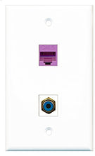 Load image into Gallery viewer, RiteAV - 1 Port RCA Blue 1 Port Cat6 Ethernet Purple Wall Plate - Bracket Included
