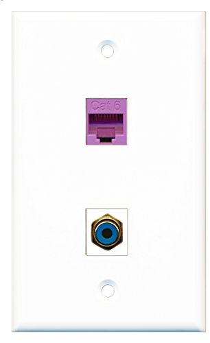 RiteAV - 1 Port RCA Blue 1 Port Cat6 Ethernet Purple Wall Plate - Bracket Included