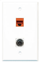 Load image into Gallery viewer, RiteAV - 1 Port 3.5mm 1 Port Cat6 Ethernet Orange Wall Plate - Bracket Included

