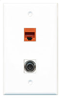 RiteAV - 1 Port 3.5mm 1 Port Cat6 Ethernet Orange Wall Plate - Bracket Included