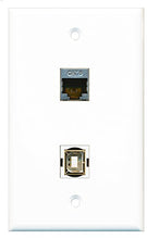 Load image into Gallery viewer, RiteAV - 1 Port Shielded Cat6 Ethernet 1 Port USB B-B Wall Plate - Bracket Included
