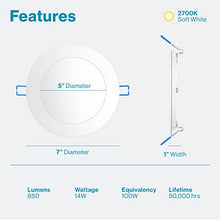 Load image into Gallery viewer, Sunco Lighting 6 Inch Ultra Thin LED Recessed Ceiling Lights, Smooth Trim, 2700K Soft White, Dimmable, 14W=100W, Wafer Thin, Canless with Junction Box - Energy Star 6 Pack
