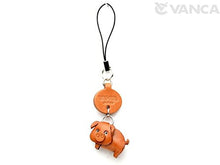 Load image into Gallery viewer, Pig Leather Animal mobile/Cellphone Charm VANCA CRAFT-Collectible Cute Mascot Made in Japan
