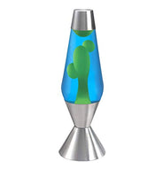 Lava Lite Original 16.3-Inch Silver Base Lamp with Yellow Wax in Blue Liquid, 52-ounce