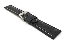 Load image into Gallery viewer, Extra Long, 22mm Black Smartwatch Band Strap fits Motorola 360 (46mm Case), S3 Classic, Fossil Q &amp; Many More, Leather, White Stitch
