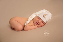 Load image into Gallery viewer, AMOS and SAWYER Knotted Sleeping Hat, Photography Prop (Newborn, Ivory - Moon Button)
