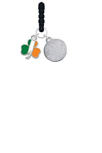 Delight Jewelry 2-D Irish Flag Shamrock Stronger Braver Smarter Phone Charm