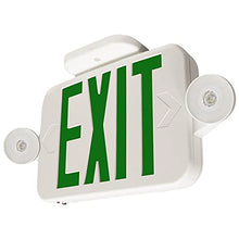 Load image into Gallery viewer, LFI Lights - UL Certified - Hardwired Green Compact Combo Exit Sign Emergency Light - COMBOJRGWBB
