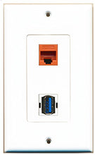 Load image into Gallery viewer, RiteAV - 1 Port Cat5e Ethernet Orange 1 Port USB 3 A-A Decorative Wall Plate - Bracket Included

