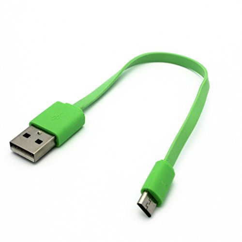 BLU R1 HD Compatible Green Short Flat USB Micro Cable Charging Data Transfer Cord