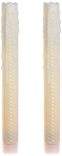 simplux DFL Honeycomb Pattern Dripped Flameless Real Wax Taper Candle (Pack of 2), 9