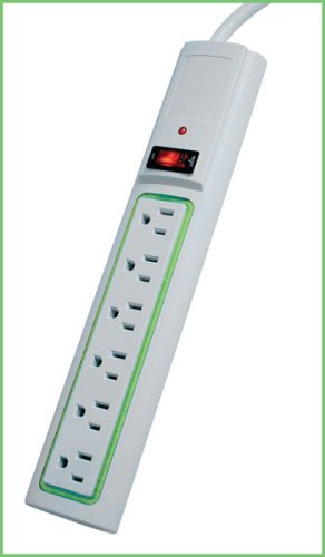 Pinnacle Daylight Surge Protector (White with Green Glow, 3 ft)