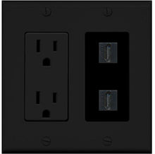 Load image into Gallery viewer, RiteAV - 15 Amp Power Outlet 2 Port HDMI Decorative Type Wall Plate - Black
