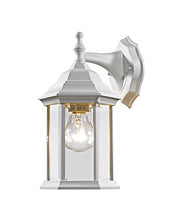 Load image into Gallery viewer, Z-Lite T21WH 1-Light Outdoor Wall Light with White Frame, Clear Beveled
