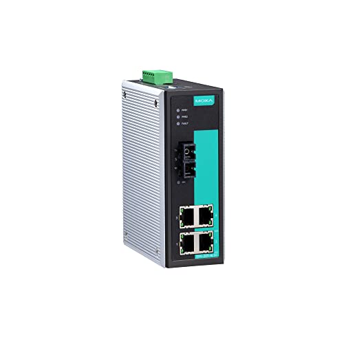 Moxa Industrial Unmanaged Ethernet Switch with 4 10/100BaseT(X) Ports, 1 Single Mode 100BaseFX Port, SC Connector, 0 to 60C