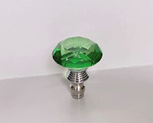 Load image into Gallery viewer, Set of 2 Lead Glass Crystal Diamond Lamp Shade Finial, Harp Topper - Green
