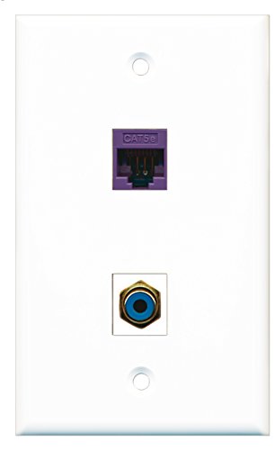 RiteAV - 1 Port RCA Blue 1 Port Cat5e Ethernet Purple Wall Plate - Bracket Included
