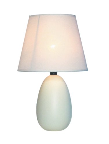 Simple Designs Lt2009 Off Mini Egg Oval Ceramic Table Lamp, Off White