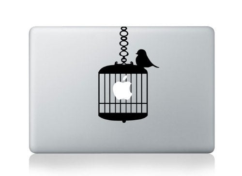 Apple Inside Birdcage Bird Sitting Outside Macbook Decal Skin Sticker Laptop