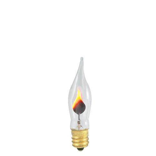 Bulbrite 410303-3W - Flicker Flame - CA5 Bulb Type - E12 Candelabra Base - 120V - 2700K - 2,500Hr - Clear - Incandescent Chandelier - 12 Pack