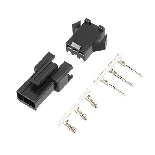 uxcell 100 Pairs 2.54mm 3 Pin Black Plastic Male Female -SM Housing Crimp Terminal Connector