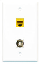 Load image into Gallery viewer, RiteAV - 1 Port Cat6 Ethernet Yellow 1 Port USB B-B Wall Plate - Bracket Included
