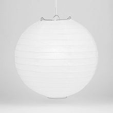 Load image into Gallery viewer, Quasimoon 12&quot; White Even Ribbing Round Paper Lantern (12 Pack) by PaperLanternStore
